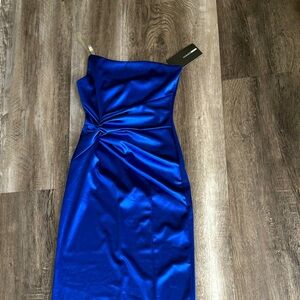 Elegant Blue Satin Dress